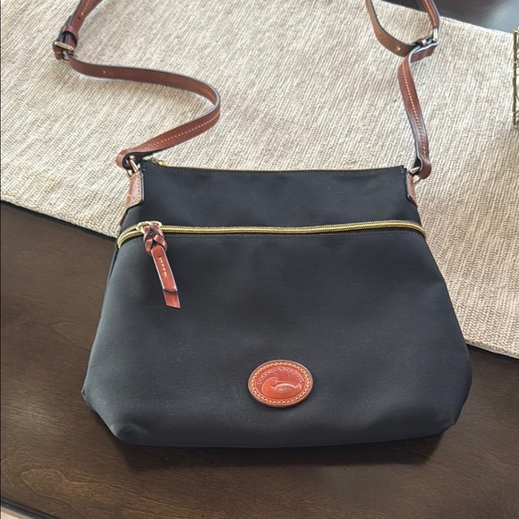 Dooney & Bourke Handbags - Dooney & Bourke Black and Brown Crossbody Bag with Leather Trim